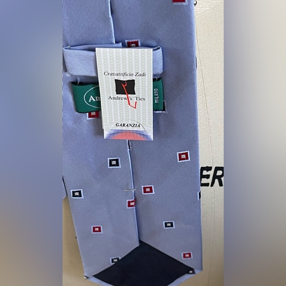 Andrew Ties, vintage made in Italy, blue silk tie NWT - Picture 4 of 5